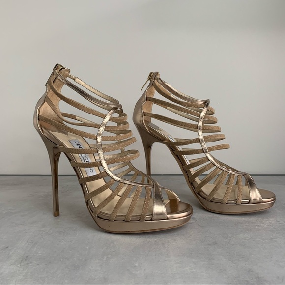 Jimmy Choo, Virginia Gold Metallic Heel - Picture 1 of 15